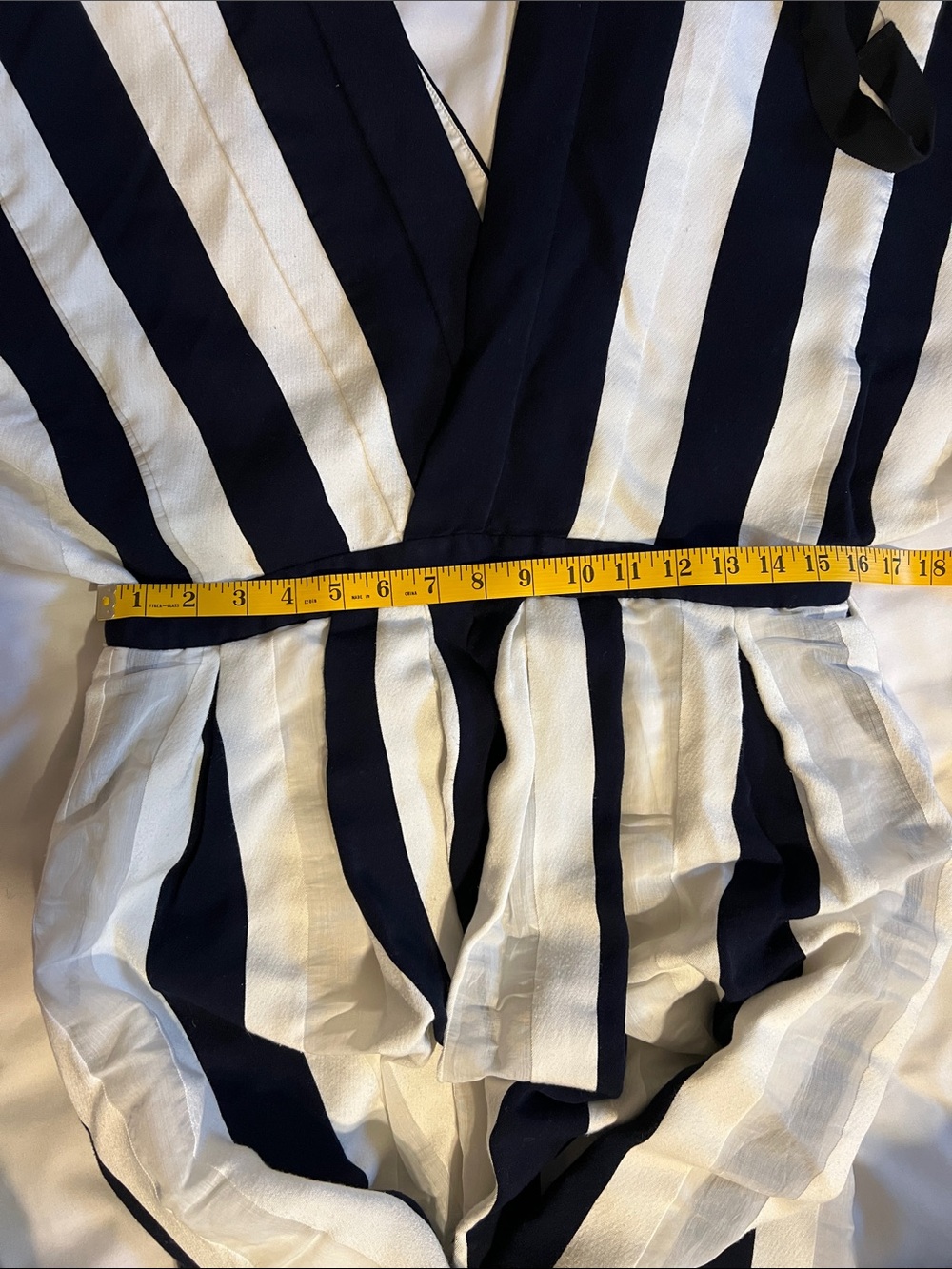 ADAM LIPPES Collective Dress Navy Stripe Kimono Sleeve Double V Pockets Size 14 - Picture 17 of 17